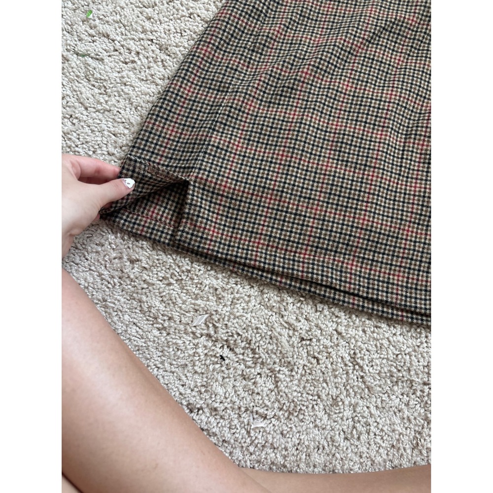 Plaid Mini Skirt Preppy John Galt Brandy Melville Brown Check High Waisted Slit - Picture 3 of 3